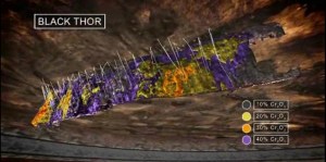 Cross section of Black Thor Property showing chromium potential. Photo courtesy of Cliffs Natural Resources