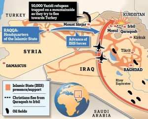 Courtesy of www.dailymail.co.uk map of Iraqi-Syria battleground